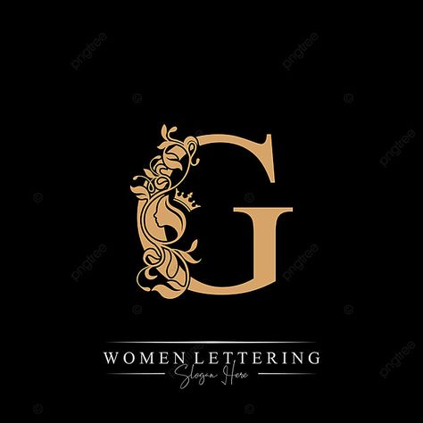 Initial Letter Luxury G Logo With Beautiful Woman Portrait Leaf Ornament Luxury Glamour Concept Letter Logotype, G Logo Design, Letter Png, Initials Logo Design, Logo Design Free Templates, Initial Logo, Real Estate Logo Design, Hotel Logo, Leaf Ornament