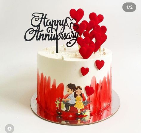 Anniversary Cake Heart Shape, 15th Anniversary Cake, Aniversary Cakes Designs, Unique Anniversary Cake Designs, Anniversary Cakes Ideas Couple, Love Anniversary Cake, Anniversary Theme Cake, Anniversary Cake Aesthetic, Cake Reference