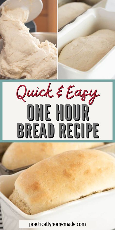 This Quick and Easy One Hour Bread Recipe is so simple to make and so delicious that you’ll never want to buy store bought bread again! This bread is perfect for sandwiches, toast, or anything in between. It tastes phenomenal and the texture is amazing, so you’ve got to give this bread a try today! Basic Homemade Bread, Homemade Bread Yeast, Homemade Bread Without Bread Machine, Homemade Bread In Oven, Easy Loaf Pan Bread, Load Bread Recipe, Homemade Sandwich Bread Recipes Easy, How To Make Fresh Bread, Simple Bun Recipe Easy Bread