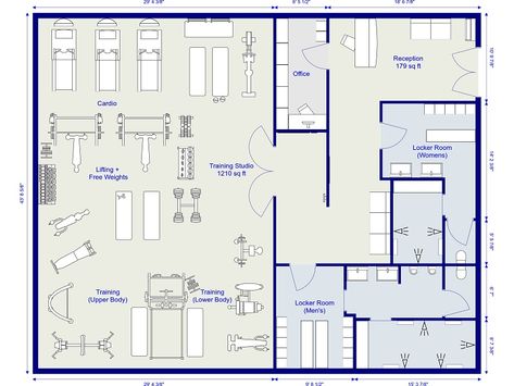 Creating gym designs for clients or a perfect home gym for yourself? You’re going to love all the new exercise equipment we’ve just added. Read all about it: https://www.roomsketcher.com/blog/new-gym-equipment/  #gymdesign #gymlayout #gymin3D #gymideas #gymfloorplan #gymfloorplans #gymplanning #gymplanner #trainingstudio #fitnesscenter #trainingstudioideas #fitnesscenterideas #trainingstudiodesign #fitnesscenterdesign #trainingstudiolayout #fitnesscenterlayout Gym Floor Plan, Home Gym Layout, Gym Architecture, Fitness Center Design, Gym Plans, Gym Design Interior, Home Gym Flooring, Home Gym Design Garage, Gym Plan