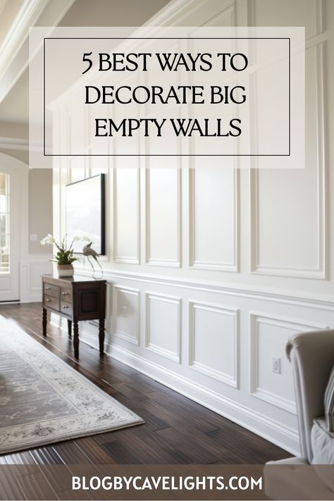 Looking to add personality to your space? Discover the top 5 large wall decor ideas that'll leave a lasting impression. From statement pieces to elegant wall designs, your walls will thank you. Click to elevate your home! Millwork Wall Vaulted Ceiling, How To Decorate A Long Wall Hallway, Trim Wall Design Living Room, Decor For High Wall Space, Wall Molding On Angled Wall, Trim Walls Ideas, Wall Wood Accent Ideas, High Walls Living Room, Wall Insert Decor