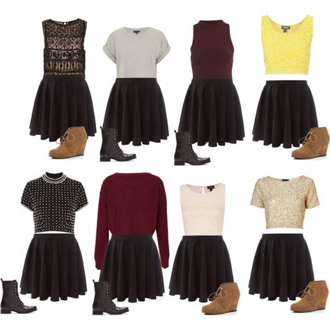 "Skater Skirt Outfits" by ashleightb on Polyvore Black Skater Skirt Outfit, Tights Floral, Skater Skirt Outfit, Types Of Clothes, Skater Skirts, Black Skater Skirts, Ring Piercing, Floral Skirts, Celebrities Fashion