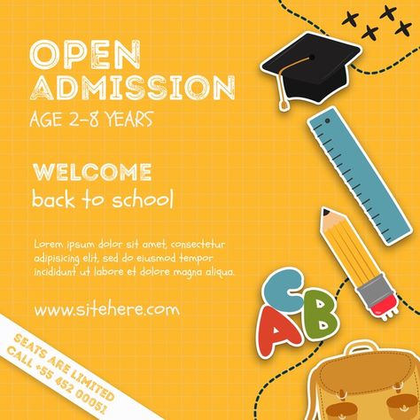 Open admission event poster template Fre... | Free Psd #Freepik #freepsd #poster #school #design #kids Admissions Poster, Event Poster Template, Poster School, School Admissions, Welcome Back To School, Event Poster, Kids Shows, Poster Template, Free Psd