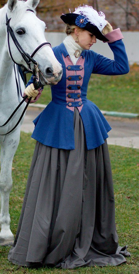 Georgian era Riding Habit Colonial Era Fashion, Redingote 18th Century, Colonial Clothing, Kaleidoscope Fashion, 18th Century Dresses, 18th Century Women, Riding Habit, 18th Century Dress, 18th Century Costume