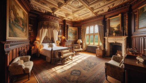 https://flic.kr/p/2pLGpnu | Lady Greystoke's Private Bedchamber, Greystoke Manor | Presented is an interior design masterpiece within Greystoke Manor.

This image is part of the Greystoke Manor series, a breathtaking tour of my Copilot assisted creation of a Scottish historic stately house, complete with plush carpeting, tapestries, wainscotting, carved stone fireplaces, bookshelves of antiquarian tomes, and antique plush furniture all lit with ambient daylight streaming in through wood paneled windows. Paneled Windows, Old English Manor, Manor House Interior, Carved Stone Fireplace, English Country Manor, Plush Furniture, Stone Fireplaces, Country Manor, English Manor