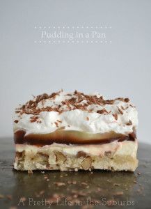 Pudding in a Pan - A Pretty Life In The Suburbs Easy Pudding, Shortbread Cookie Crust, Pretty Life, Kinds Of Desserts, Cookie Crust, The Suburbs, Vanilla Pudding, Yummy Sweets, Chocolate Pudding