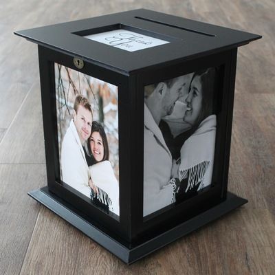 Photo Card Box, Black Wedding Photos, Wedding Reception Entertainment, Photo Wedding Card, Greeting Card Display, Wedding Photo Display, Diy Wedding Video, Money Box Wedding, Wedding Reception Cards