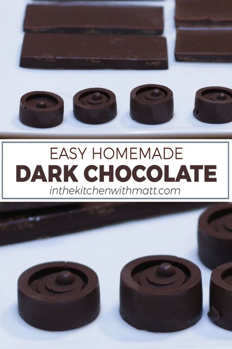 Plate of homemade dark chocolates Homemade Chocolate Candy, Chocolate At Home, Homemade Dark Chocolate, Dark Chocolate Recipes, Homemade Chocolate Bars, Easy Candy Recipes, Dark Chocolate Candy, Chocolate Candy Recipes, Chocolate Recipes Homemade