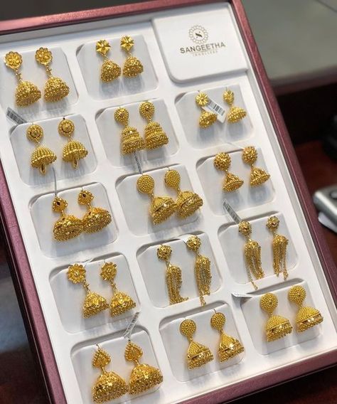 Gold Buttalu, Earrings Jhumka, Tiny Gold Earrings, Gold Jhumka, Jhumka Designs, Gold Jhumka Earrings, New Gold Jewellery Designs, Gold Earrings Models, Gold Jewelry Simple Necklace