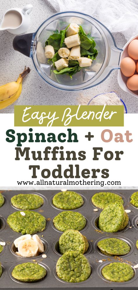 Toddler Blw Recipes, Spinach Banana Muffins Oats, Spinach Oat Muffins, Breakfast Ideas For 18month Old, Ways To Get Toddlers To Eat Veggies, Sneak In Veggies For Kids, Easy Dinner Vegetarian Recipes, Green Muffins Kids, Blw Spinach Muffins