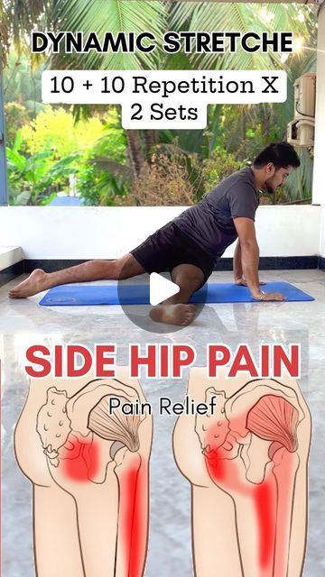 Aditya Gharat | Yoga & Fitness Coach on Instagram: "Side Hip Pain Relief ( Dynamic Stretch ) . @home_fitness_exercise  . . . . . . . . . . . . #hippain #kneepain #backpain #neckpain #physicaltherapy #lowbackpain #physiotherapy #jointpain #sciatica #painrelief #rehab #chiropractic #fitness #mobility #pain #physio #painfree #health #hipmobility #painmanagement #hippainrelief #injuryprevention #chronicpain #rehabilitation #footpain #wellness #backpainrelief" Hip Pain Relief Stretching, Hip Opener, Low Back Pain Relief, Hip Pain Relief, Body Pain Relief, Skin Natural Remedies, Preventative Health, Pro Wrestler, Back Pain Exercises