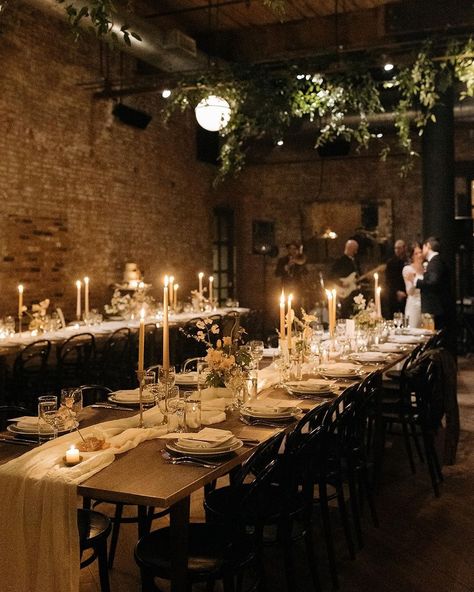 Wedding • Instagram Lots Of Candles, Romantic Spring Wedding, Long Table Wedding, Wythe Hotel, Dream Wedding Reception, Long Tables, Reception Tables, Rustic Wedding Table, Wedding Reception Tables