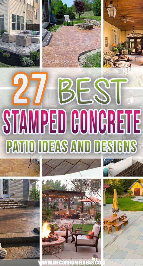 Stamped Concrete Patio Ideas, Colored Concrete Patio, Landscaping Painting, Wood Stamped Concrete, Stamped Concrete Patio Designs, Poured Concrete Patio, Concrete Patio Ideas, Concrete Stain Patio, Concrete Backyard