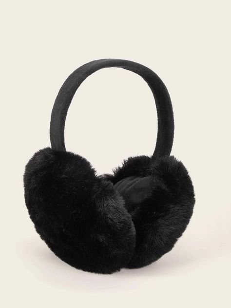 Black Earmuffs, Fuzzy Earmuffs, Fluffy Earmuffs, Ear Muffs, Head Accessories, Earmuffs, Ear Warmers, Black Style, Trendy Fashion Women