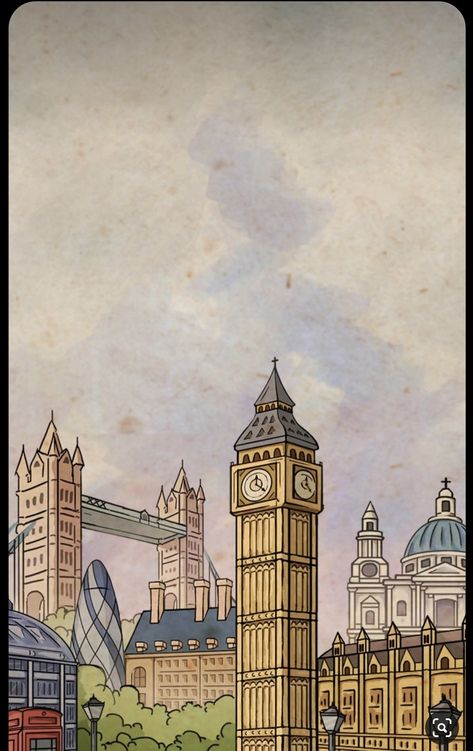 London Illustration Wallpaper, London Digital Art, London Phone Wallpaper, London Background Wallpapers, London Aesthetic Drawing, England Aesthetic Wallpaper, London Drawing Sketches, Aesthetic Wallpaper London, London Wallpaper Aesthetic