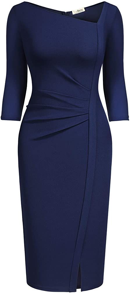 Classic Pencil Dress, Corporate Dress, Office Dresses For Women, Work Dresses For Women, Stylish Work Attire, Classy Dress Outfits, Classy Work Outfits, Dress Navy Blue, Church Outfits