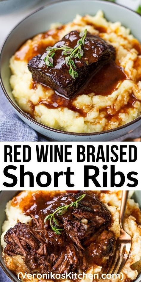 Short Ribs In Dutch Oven, Ribs In Dutch Oven, Dutch Oven Ribs, Red Wine Braised Short Ribs, Wine Braised Short Ribs, Beef Ribs Recipe, Beef Short Rib Recipes, Crockpot Healthy, Short Ribs Recipe