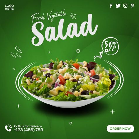 Salad social media post,banner template for facebook post,instagram post#pikbest#templates Salad Instagram Post, Salad Banner Design, Salad Social Media Design, Salad Creative Ads, Salad Poster Design, Salad Design Ideas, Kimchi Packaging, Food Social Media Post Design, Salad Design