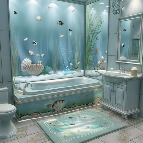 10 Exciting Kids Bathroom Decor Ideas for 2022 – Ozscape Designs Modern Ocean Bathroom, Sea Decoration Ideas Ocean Themes, Underwater Bathroom Theme, Kids Bathroom Decor Ideas, Sea Bathroom Ideas, Under The Sea Bathroom Ideas, Sea Theme Bathroom, Beach Bathroom Ideas, Kids Bathroom Wallpaper