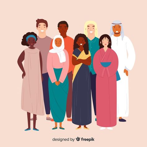 Group of people from different races Fre... | Free Vector #Freepik #freevector #people People Illustrations, Different Races, Create Logo, Racing Art, Cultural Differences, Cultural Diversity, Cartoon Drawing, Group Of People, People Illustration