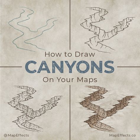 How To Draw Canyons On Maps, Map Of The World Art, Drawing Fantasy Landscape, Diy Maps Drawing, Map Of Fantasy Worlds, Trees On A Map, How To Draw A Map For Your Story, Fantasy Drawing Tutorial, How To Fantasy Map