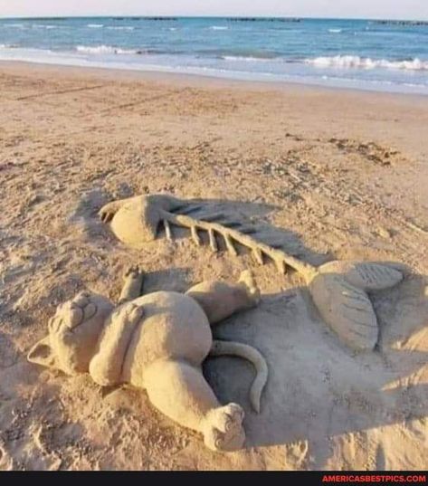 Daily Picdump. Beach Sand Art, Sand Sculpture, Sand Sculptures, Sand Art, Sand Castle, Land Art, Beach Scenes, Beach Art, Beach Sand