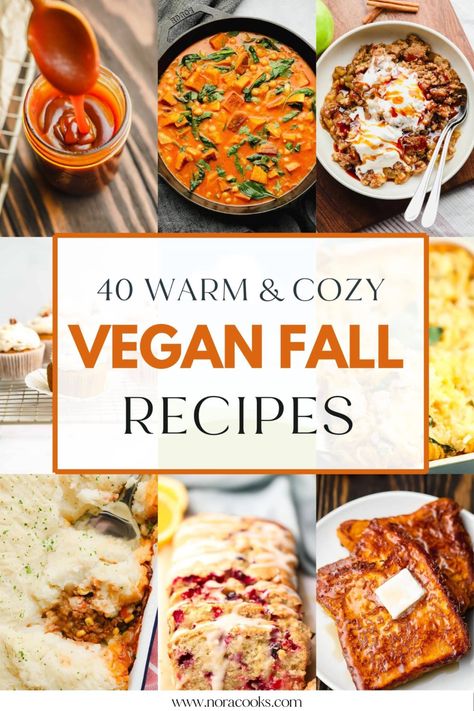 Vegan Fall Recipes, Vegan Caramel Apple, Vegan Sweet Potato Pie, Nora Cooks, Vegan Pumpkin Cookies, Alpha Gal, Vegan Pumpkin Bread, Autumn Recipes Vegetarian, Fall Vegan Recipes