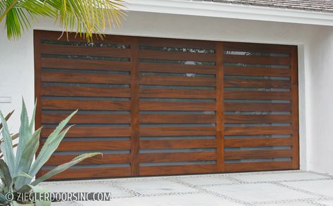 Folding Garage Doors, Unique Garage Doors, Contemporary Garage Doors, Electric Garage Doors, Modern Garage Doors, Garage Door Types, Garage Door Styles, Mid Century Exterior, Wood Garage Doors