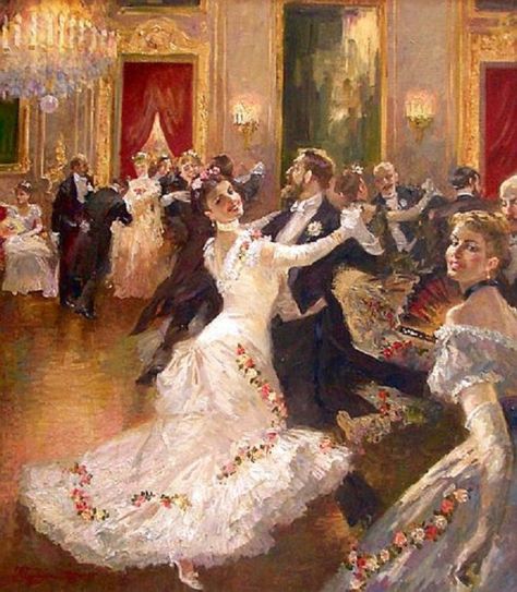 Vladimir Pervunensky. In the Vortex of the Waltz. 2005 Victorian Paintings, Dance Paintings, Soyut Sanat Tabloları, People Dancing, Victorian Art, Old Paintings, Dance Art, Romantic Art, Classical Art