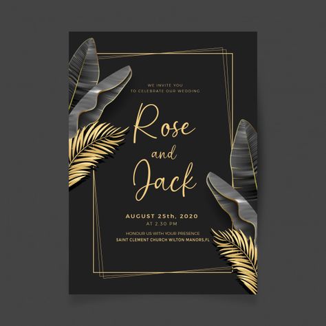 Royal black and golden wedding invitatio... | Premium Vector #Freepik #vector Unique Invitation Card, Gold Wedding Stationery, Engagement Invitation Cards, Retro Wedding Invitations, Engagement Invitation Template, Floral Wedding Invitation Card, Black Wedding Invitations, Wedding Invitation Card Template, Wedding Invitation Card Design