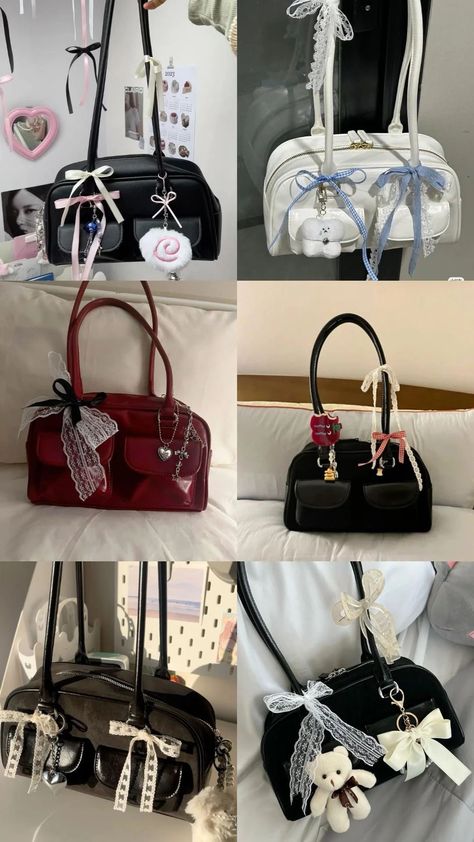 Girly Backpacks For College, Birkinfying Bag, Standoil Chubby Bag, Diy Bag Charm Ideas, Bag Charms Aesthetic, Aesthetic Handbags, Decorated Bags, My Style Bags, Handbag Essentials