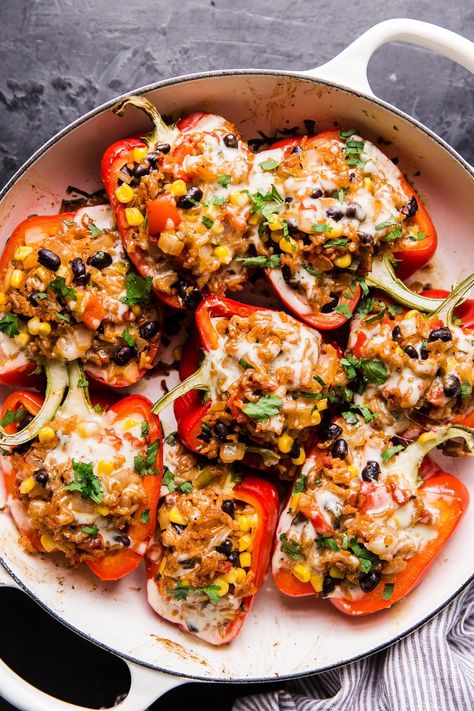 Pepper Recipes Healthy, Easy Stuffed Pepper Recipe, Vegan Stuffed Peppers, Vegetarian Stuffed Peppers, Stuffed Peppers Healthy, The Modern Proper, Modern Proper, Breakfast Low Carb, Easy Healthy Dinner