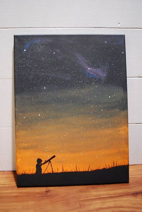 Star Gazing, Easy Canvas Painting, Canvas Painting Diy, 수채화 그림, Small Canvas Art, Mini Canvas Art, Painting Art Projects, Canvas Art Painting, Easy Paintings