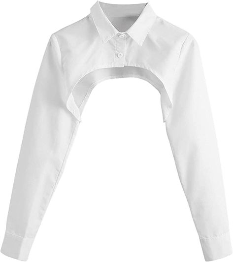 Collared Shirt Outfits, Cropped White Shirt, White Collared Shirt, Crop Top Outfits, Crop Top Shirts, Blouse Shirt, Crop Blouse, Amazon Women, Crop Shirt