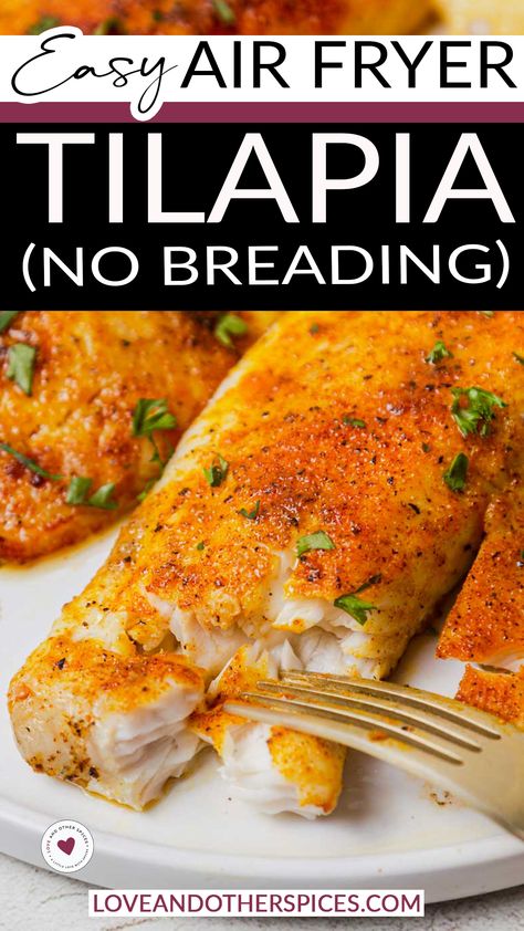 Tilapia In Air Fryer, Air Fryer Tilapia, Air Fried Fish, Air Fryer Fish Recipes, New Air Fryer Recipes, Tilapia Recipe, Air Fryer Fish, Fish Dinner Recipes, Air Fried Food