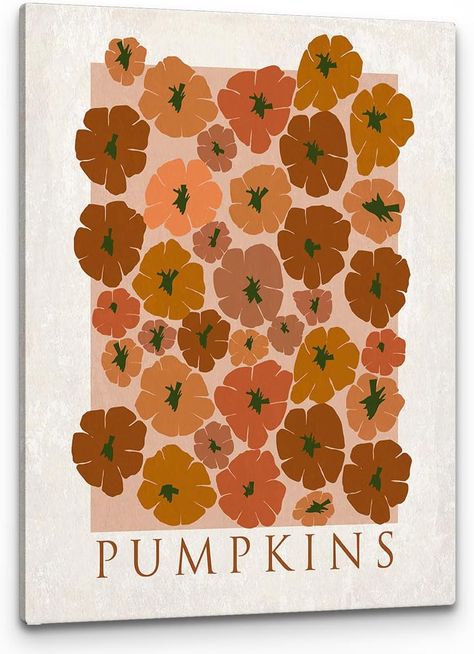 Pumpkin Illustration Autumn, Posters Diy, Wall Art Fall, Instagram Feed Planner, Pumpkin Illustration, Pumpkin Harvest, Framed Canvas Painting, Fall Canvas, Rustic Autumn