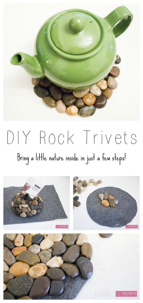 River Rock Crafts, Diy River Rock, Rock Crafts Diy, Trivets Diy, Tattoo Plant, Ideas Hogar, Rock Decor, Adult Crafts, Stone Crafts