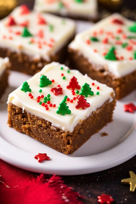 Ginger Bread Christmas Cookies, Gingerbread Cookie Bars Easy, Sticky Gingerbread, Easy Christmas Squares And Bars, Ginger Bread Bars, Ginger Bread Cookie Bars, Gingerbread Desserts Easy, Holiday Bar Cookies, Gingerbread Squares Holidays