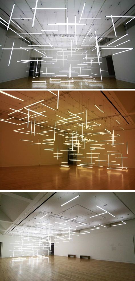 Fluorescent tube art installation at Frye Art Museum, Seattle, by Lilienthal and Zamora Interaktives Design, Blitz Design, Light Art Installation, Lighting Installation, Fluorescent Tube, Light Sculpture, Installation Design, Light And Space, Light Installation