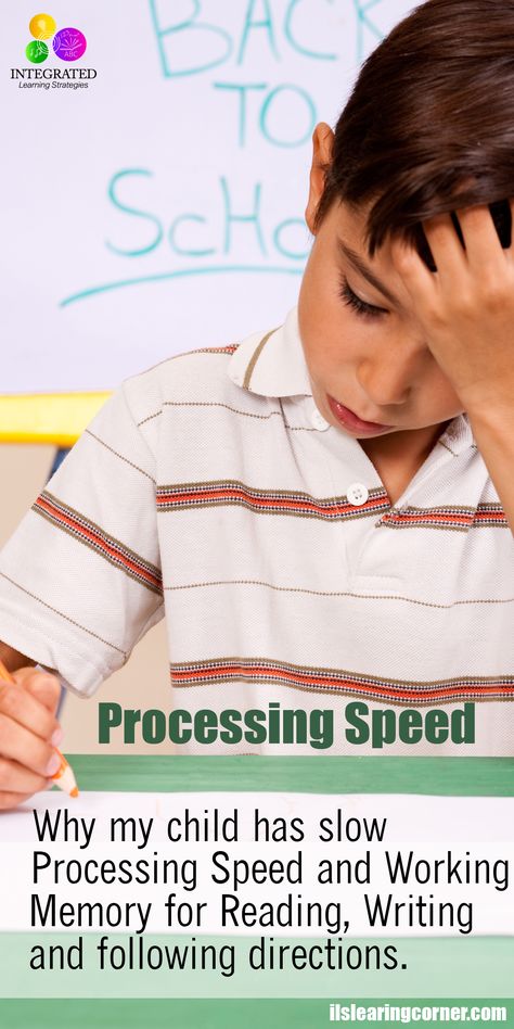 Processing Speed: “Mommy My Hand Won’t Keep up with my Brain” – Slow Processing & Working Memory | ilslearningcorner.com Function Outfit, Classroom Family, Auditory Processing, Integrated Learning, Processing Speed, Executive Functioning Skills, Learning Differences, Learning Tips, Working Memory