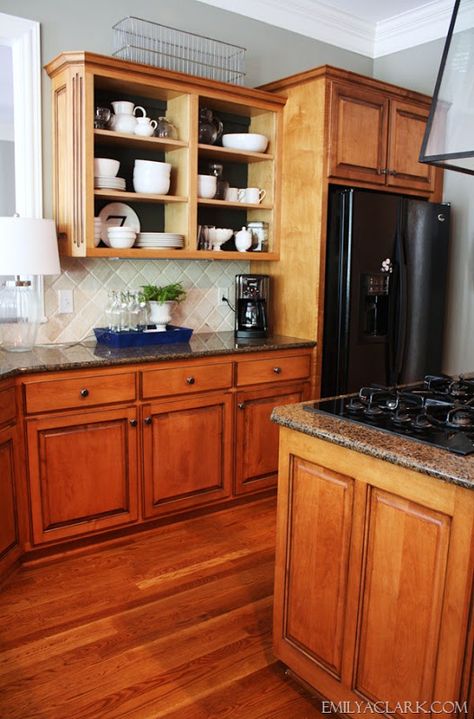 Open Shelving in Our Kitchen Kitchen Cabinets Doors Styles, Open Shelving Kitchen Cabinets, Kitchen Cabinet Door Styles, Airbnb Decor, Clean Kitchen Cabinets, Cabinet Door Styles, Open Kitchen Shelves, Kitchen Cabinet Doors, Diy Kitchen Cabinets