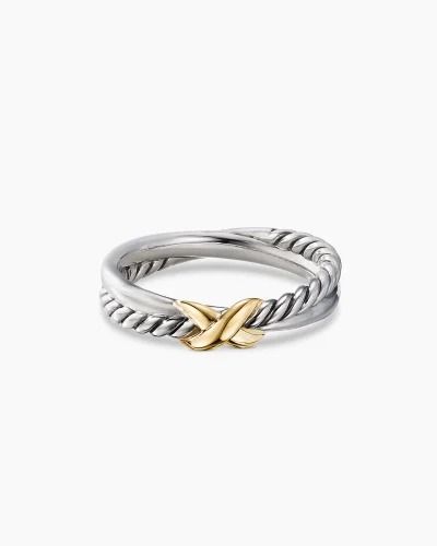 Petite X Ring in Sterling Silver with 18K Yellow Gold David Yurman Ring, X Ring, David Yurman Bracelet, Jewelry Lookbook, Yellow Gold Ring, Customer Care, High Jewelry, David Yurman, Me Time