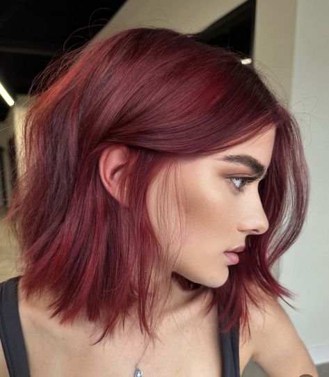 Red Hair Trends, Wine Hair Color, Cherry Red Hair, Wine Red Hair, Short Red Hair, Red Hair Inspo, Wine Hair, Cherry Hair, Dark Red Hair