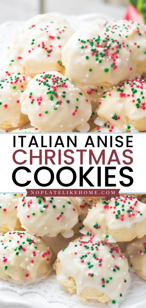 These Good Italian Anise Christmas Cookies are traditional Christmas cookies with a tasty anise glaze and topped with nonpareils. These homemade cookies are the best Italian dessert recipe! Save this pin. Anise Cookie Recipe, Italian Anise Cookies, Italian Christmas Cookie Recipes, The Best Christmas Cookies, Xmas Cookies Recipes, Christmas Cookies Recipe, Anise Cookies, Traditional Christmas Cookies, Christmas Cookie Recipes Holiday