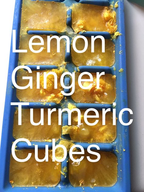 Lemon Ginger Turmeric Ice Cubes – White Rabbit's Quest Turmeric Ice Cubes, Hot Water In The Morning, Lemon Ginger Turmeric, Ginger Tumeric, Lemon Ice Cubes, Ginger Shot Recipe, Ginger Lemon Tea, Turmeric Drink, Turmeric Shots