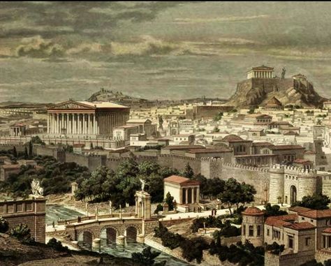 Ancient Athens Greece History, Greece Architecture, Ancient Roman Architecture, Ancient Athens, Classical Greece, Athens City, Rome City, Ancient Greek Art, Roman City