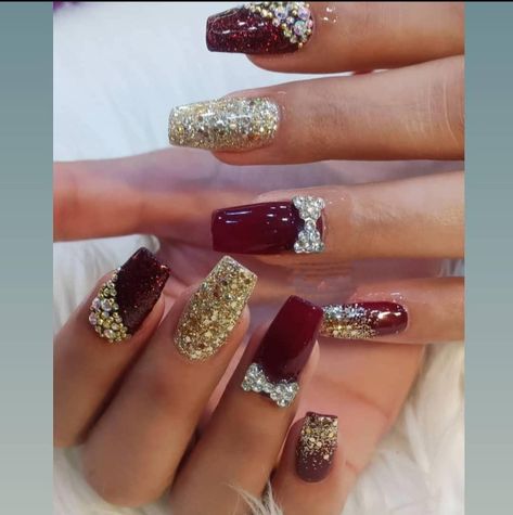 Wedding Nails Red And Gold, Bride Nail Extension Designs, Bridal Red Nails Wedding, Wedding Red Nails For Bride, Bride Red Nails, Red Bridal Nails Wedding, Bridal Manicure Wedding Nails Ideas, Nail Extensions For Bride, Bridal Nail Extension Designs