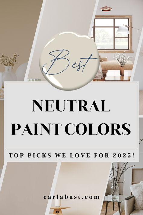 Discover the best neutral paint colors for 2025! Whether you love Sherwin Williams' warm neutrals or Benjamin Moore's inviting neutral shades, these whole house paint schemes, including beige and greige paint colors, will bring timeless style and comfort to your space. Sherwin Williams paint colors for your whole home and Benjamin Moore paint colors for your home. Greige Paint Colors Sherwin Williams, Paint Colors With Honey Oak, Benjamin Moore Neutral Paint Colors, Top Neutral Paint Colors, Neutral Paint Colors Whole House, Sherwin Williams Neutral Paint Colors, Behr Neutral Paint Colors, Whole House Paint Scheme, Sherwin Williams Neutral