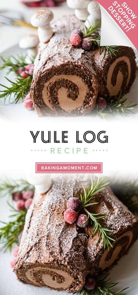 Traditional Yule Log Recipe, Sourdough Yule Log, Yulelog Recipe, Easy Yule Log Cake Recipe, Pagan Cake, Chocolate Log Recipe, Cloud Dessert, Chocolate Yule Log Recipe, Yule Log Cake Recipe