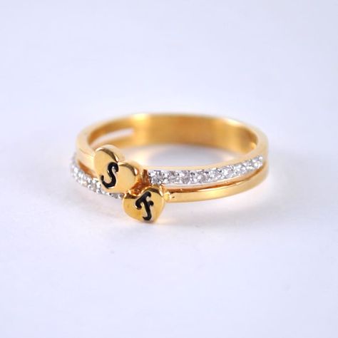 Rings With Initials, Indian Engagement Ring, Couple Rings Gold, Personalized Initial Ring, Custom Wedding Ring, Gold Initial Ring, Engagement Rings Couple, Wedding Initials, Gold Rings Simple